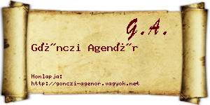 Gönczi Agenór névjegykártya